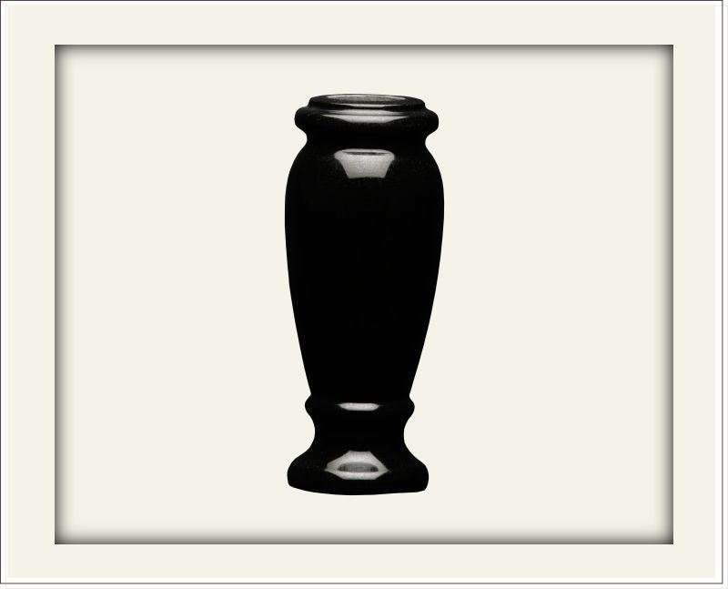 Sample of a tall jet black rounded vase