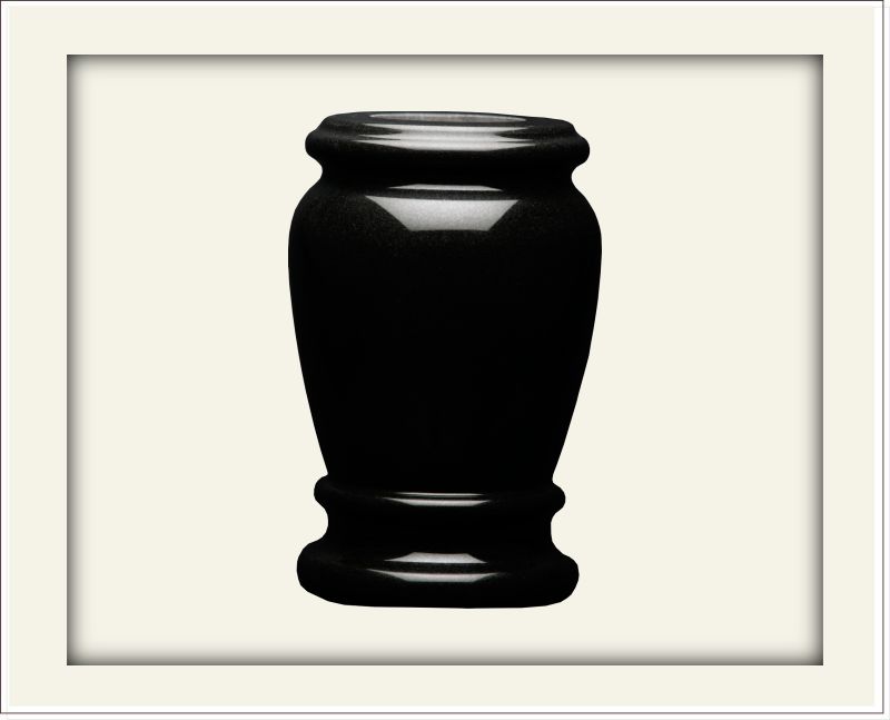 Sample of a shorter, wider jet black rounded vase