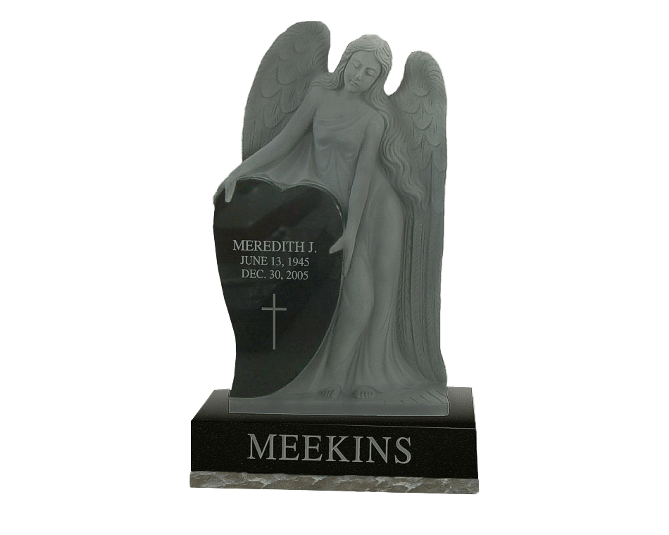 Single Upright Memorial with a standing angel 